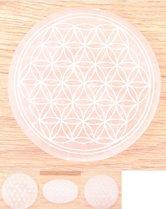 PLAQUE SÉLÉNITE A+ FLEUR DE VIE 70 À 80MM