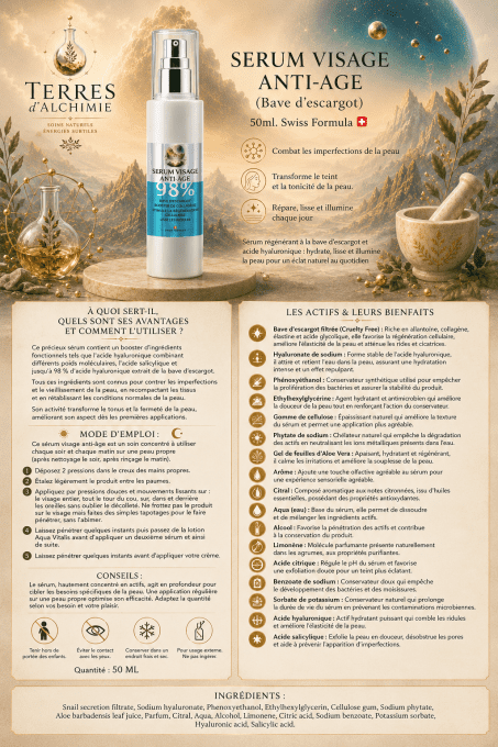 SERUM VISAGE ANTI-AGE (Bave d'escargot) 50ml