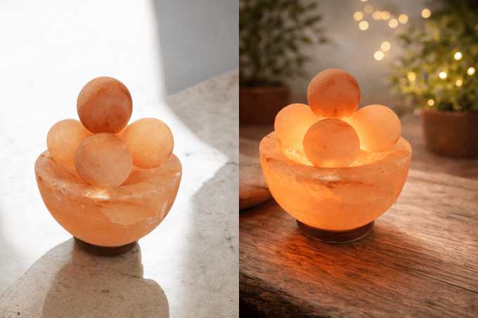 Lampe de Sel Himalaya - Bol avec boules de sel