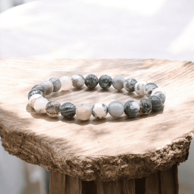 BRACELET BOULE AGATE ARBRE A