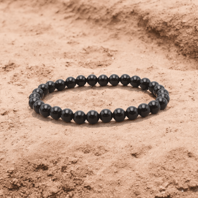 BRACELET BOULE OBSIDIENNE NOIRE A