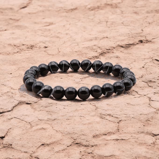 BRACELET BOULE OBSIDIENNE NOIRE A