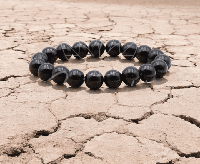 BRACELET BOULE OBSIDIENNE NOIRE A