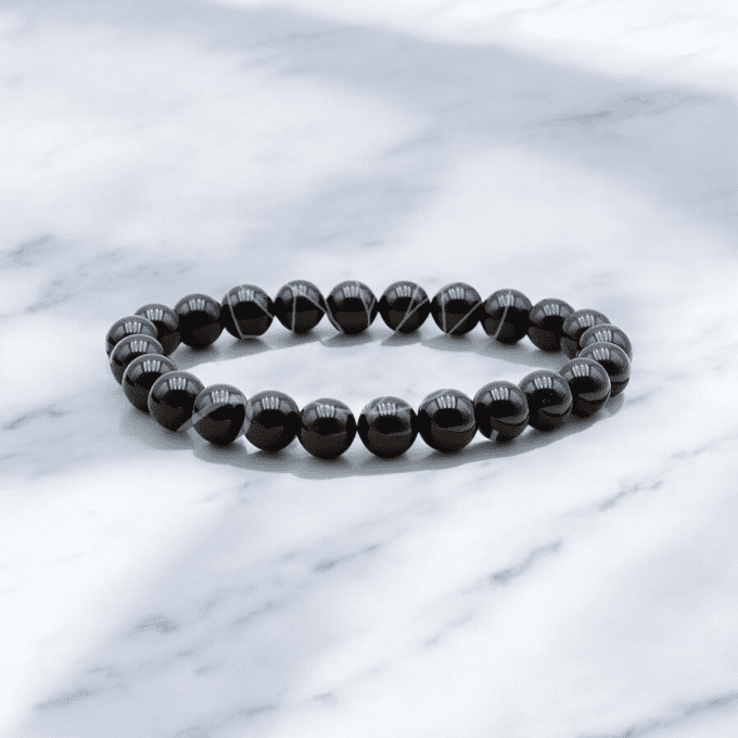 BRACELET BOULE TOURMALINE NOIRE A