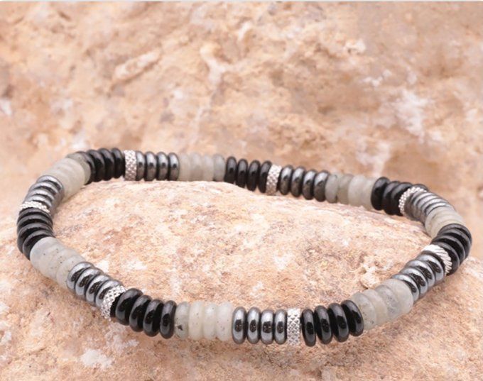 BRACELET SKARN ONYX, LABRADORITE A