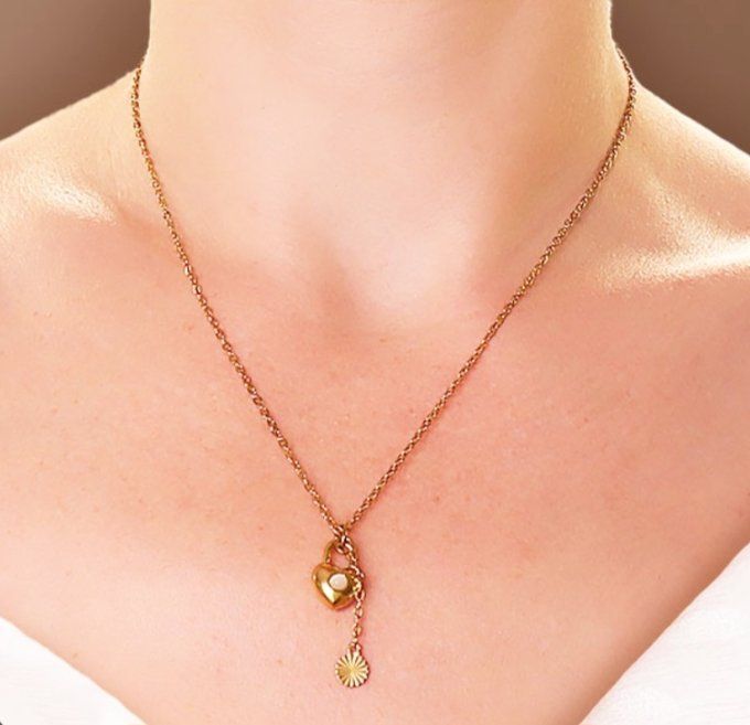 COLLIER ÉTERNA DORÉ SÉLÉNITE, ACIER INOXYDABLE